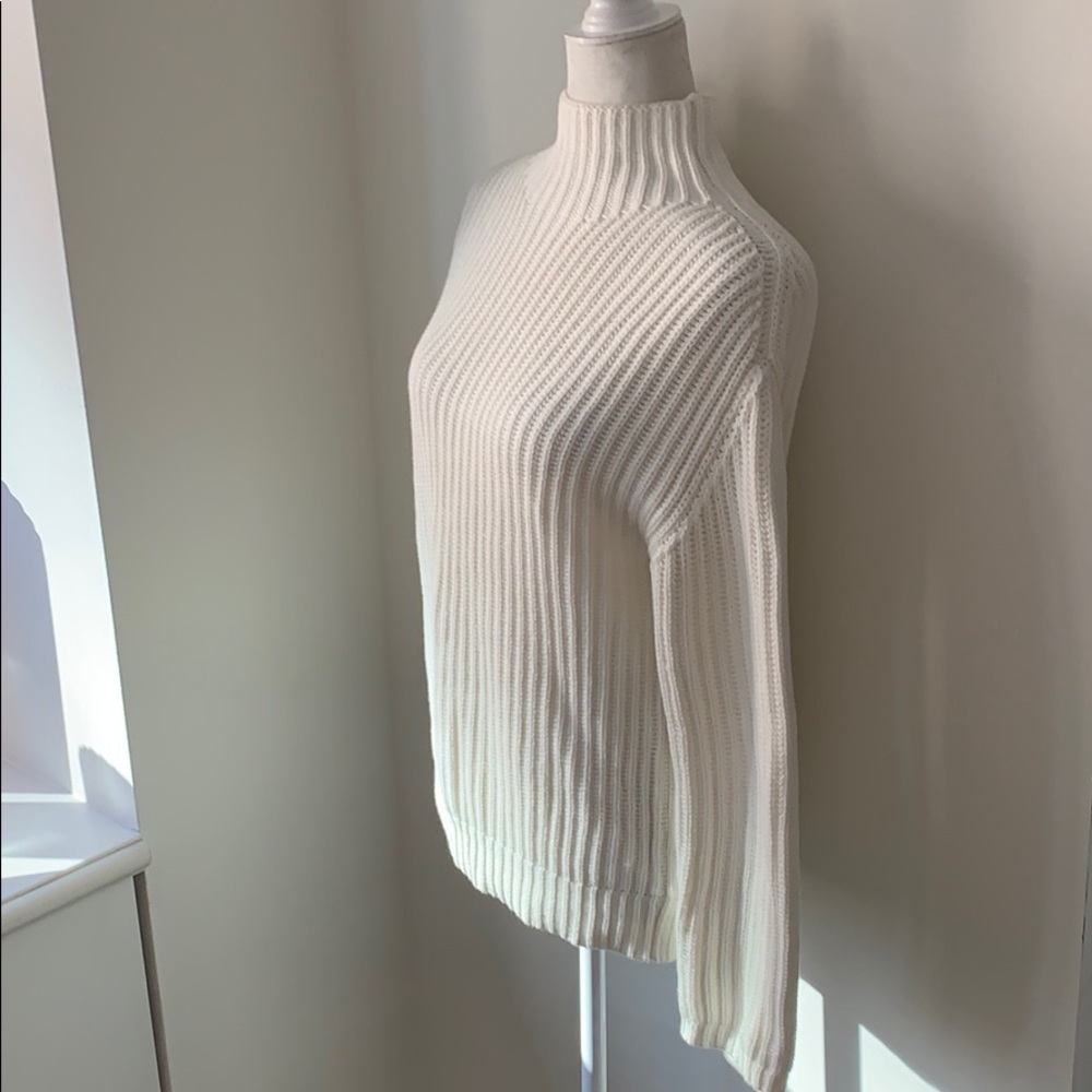 Gap off-white ribbed cotton mock neck sweater - Picture 5 of 10